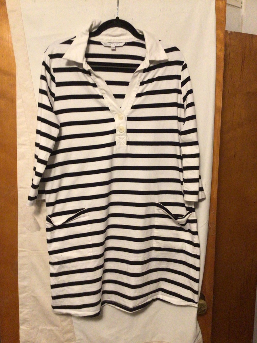 The Nines by Hatch 100% cotton candy strip nautical tee shirt dress SZ L